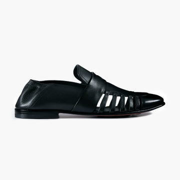 Men’s Black Leather Side-Strap Sandal - right side