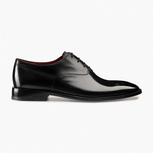Men’s Black Leather Medallion Toe Oxford