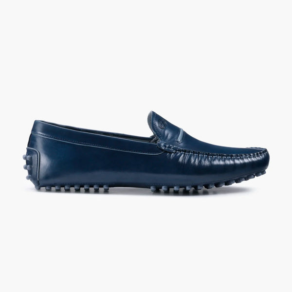 Men’s Navy Blue Leather Driving Moccasin