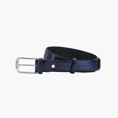 Men’s Deep Navy Patina Leather Belt