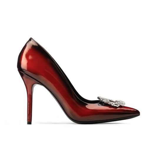 Red patinated pumps