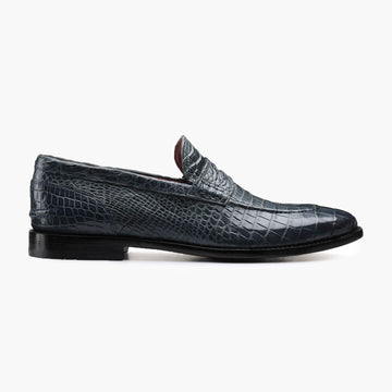Men's Gray & Blue Crocodile Leather Loafer - right side