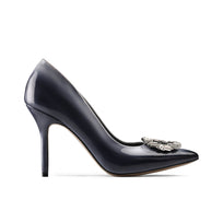 Women’s Steel Blue Patent Leather Pump - right side