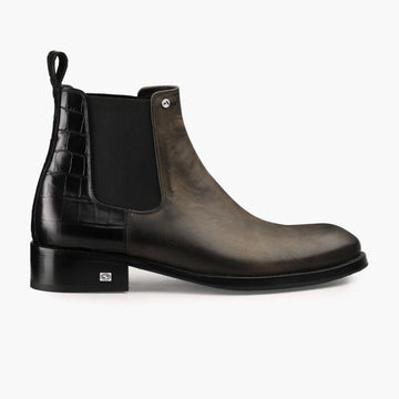 Men's Black & Green Leather Chelsea Boot - right side
