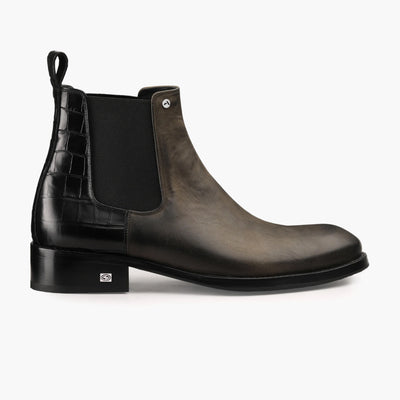 Men's Black & Green Leather Chelsea Boot