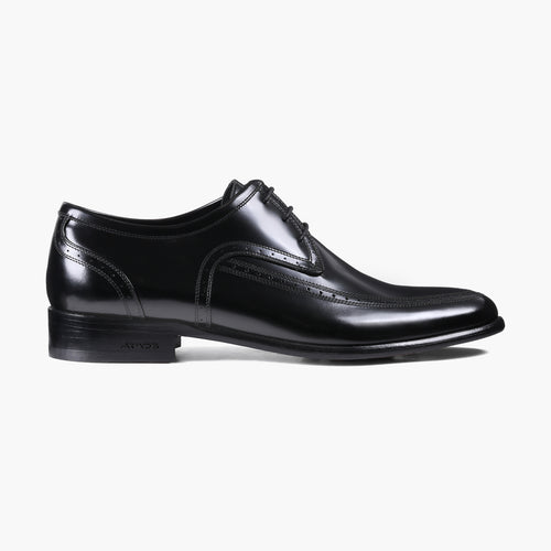 Men's Black Leather Apron-Toe Derby - right side