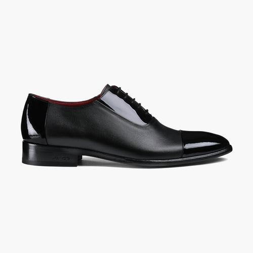 Men’s Black Patent Cap-Toe Oxford