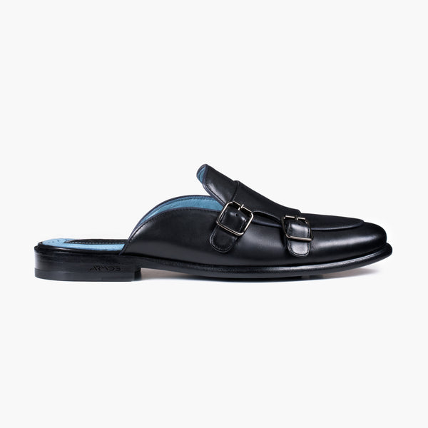 Men's Black Leather Mule