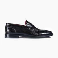 Men’s Black Croc-Embossed Penny Loafer - right side