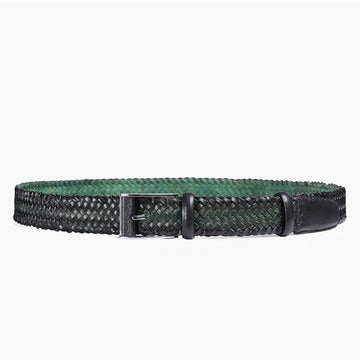 Men’s Blue Patina Braided Leather Belt - full view