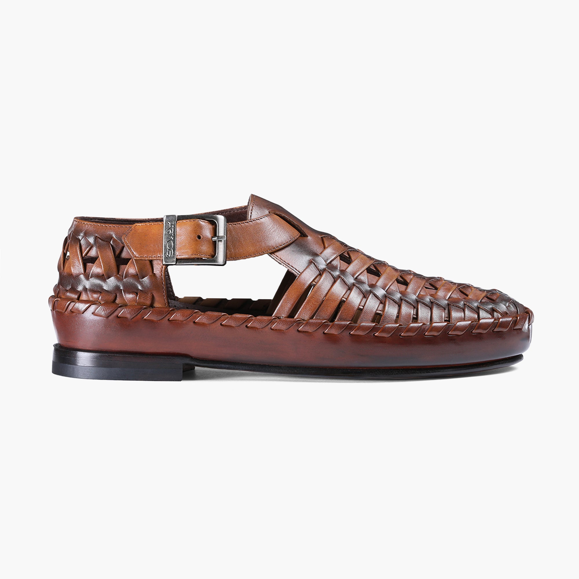 Men's Dark Brown Leather Huarache Sandal - right side