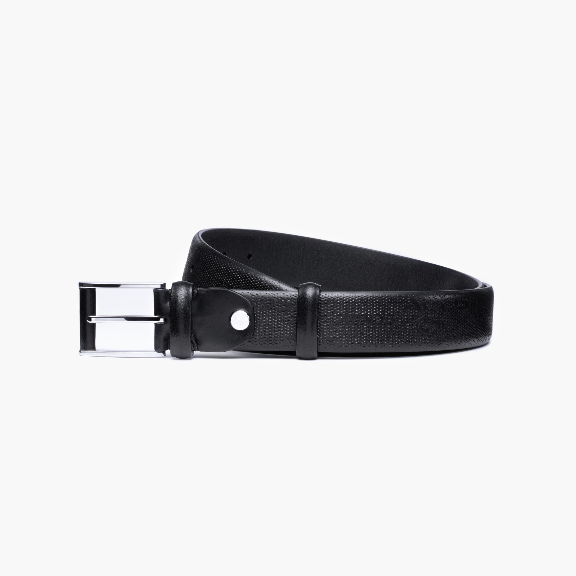Black leather belt with perforation