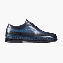Men's Blue Brogue Leather Sneaker - right side