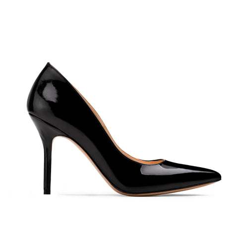 Women's Black Patent Pointed-Toe Pump