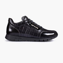 Men's Gray Croc-Embossed Leather Sneaker - right side