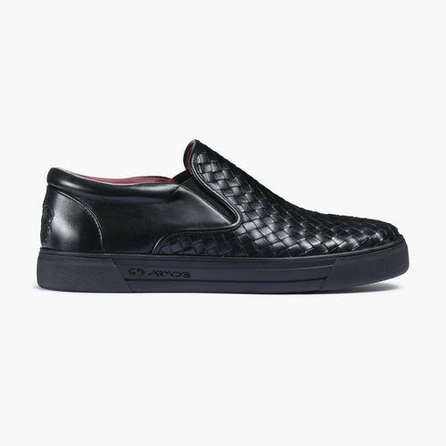 Men's Black Woven Slip-On Sneaker