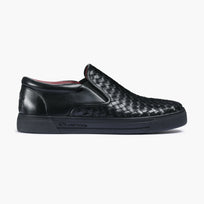 Men's Black Woven Slip-On Sneaker - right side