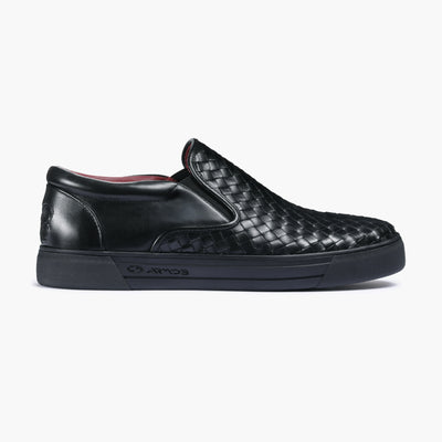 Men's Black Woven Slip-On Sneaker