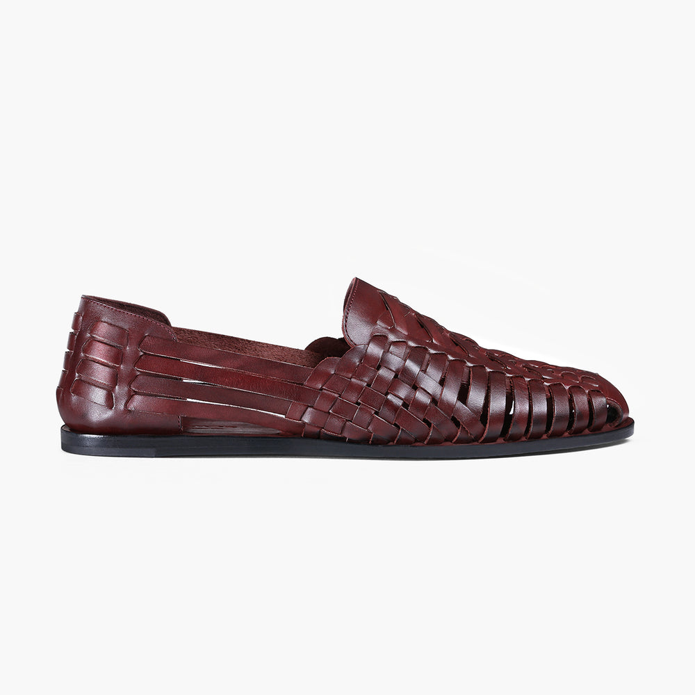 Men’s Burgundy Leather Huarache Sandal
