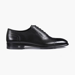 Men’s Black Leather Cap-Toe Oxford