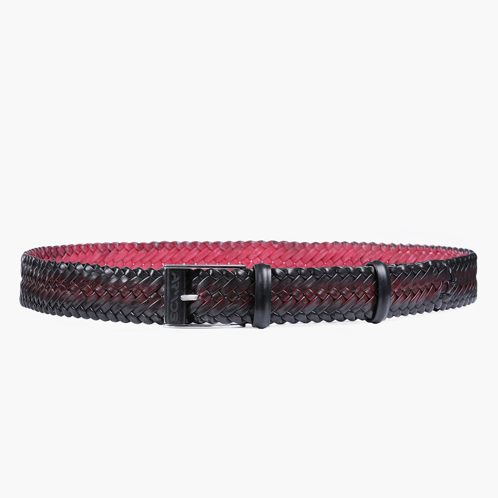 Men’s Burgundy Patina Braided Leather Belt