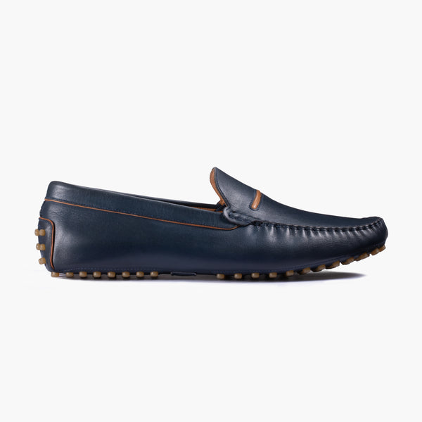 Men's Blue Leather Driving Moccasin