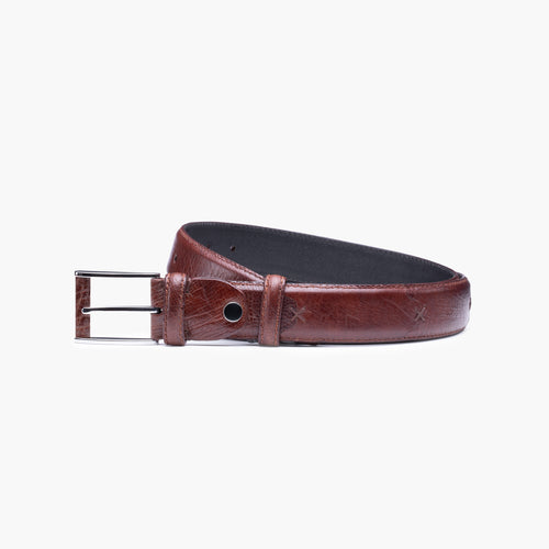 Grained dark espresso leather belt