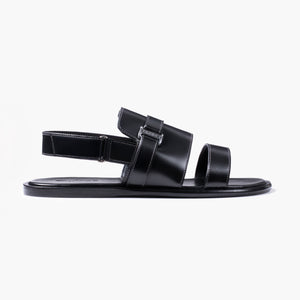 Men's Black Leather Back-Strap Sandal