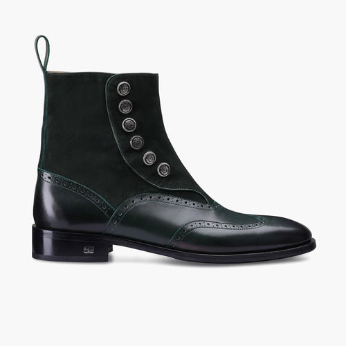 Men's Green Suede & Leather Brogue Boot