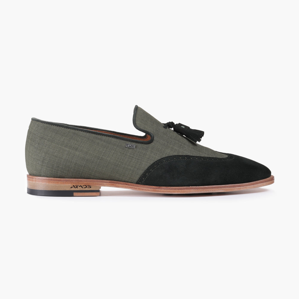 Men’s Green Linen Tassel Loafer