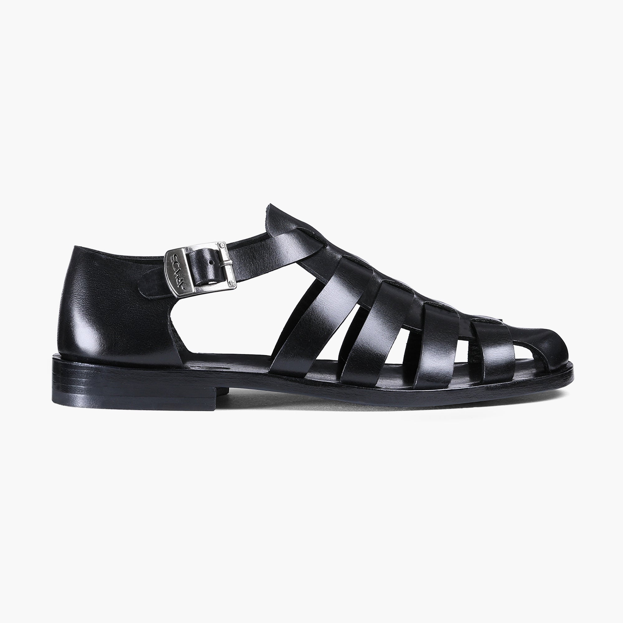 Men’s Black Leather Fisherman Sandal - right side
