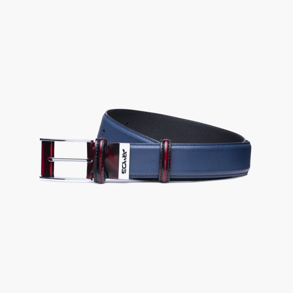 Men’s Blue and Bordeaux Leather Belt
