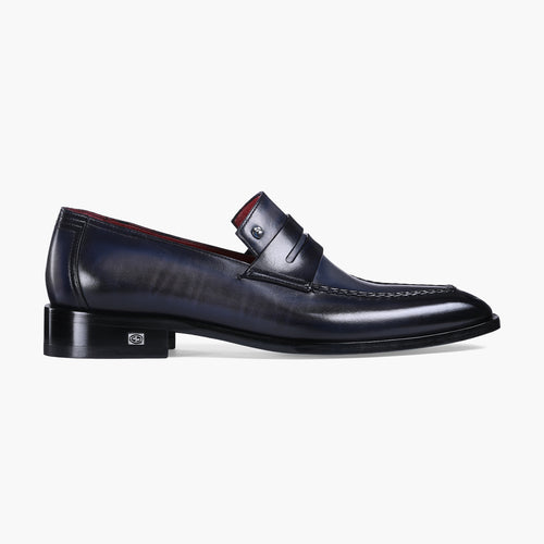 Men's Blue Patina Leather Penny Loafer - right side