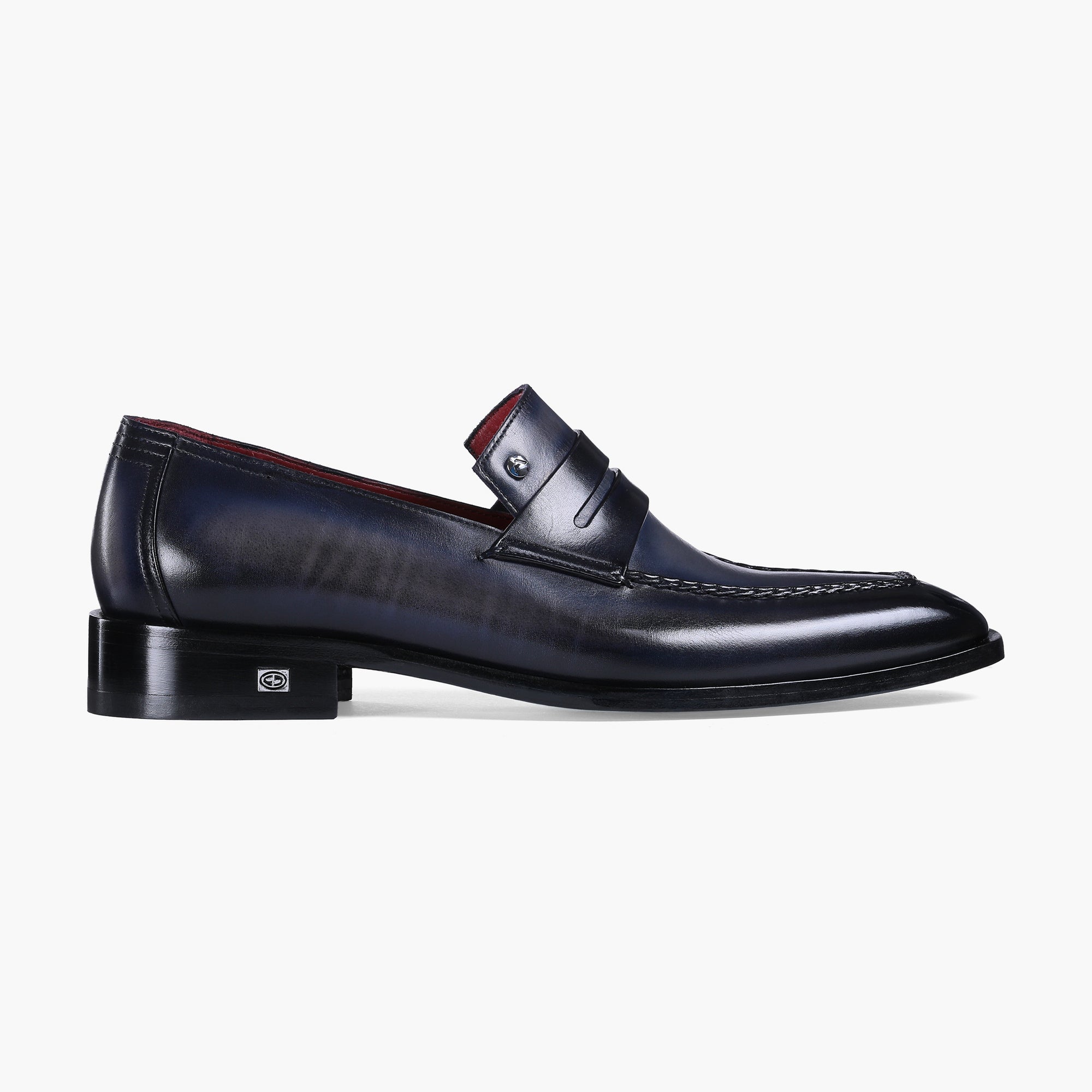 Men's Blue Patina Leather Penny Loafer - right side