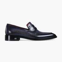 Men's Blue Patina Leather Penny Loafer - right side