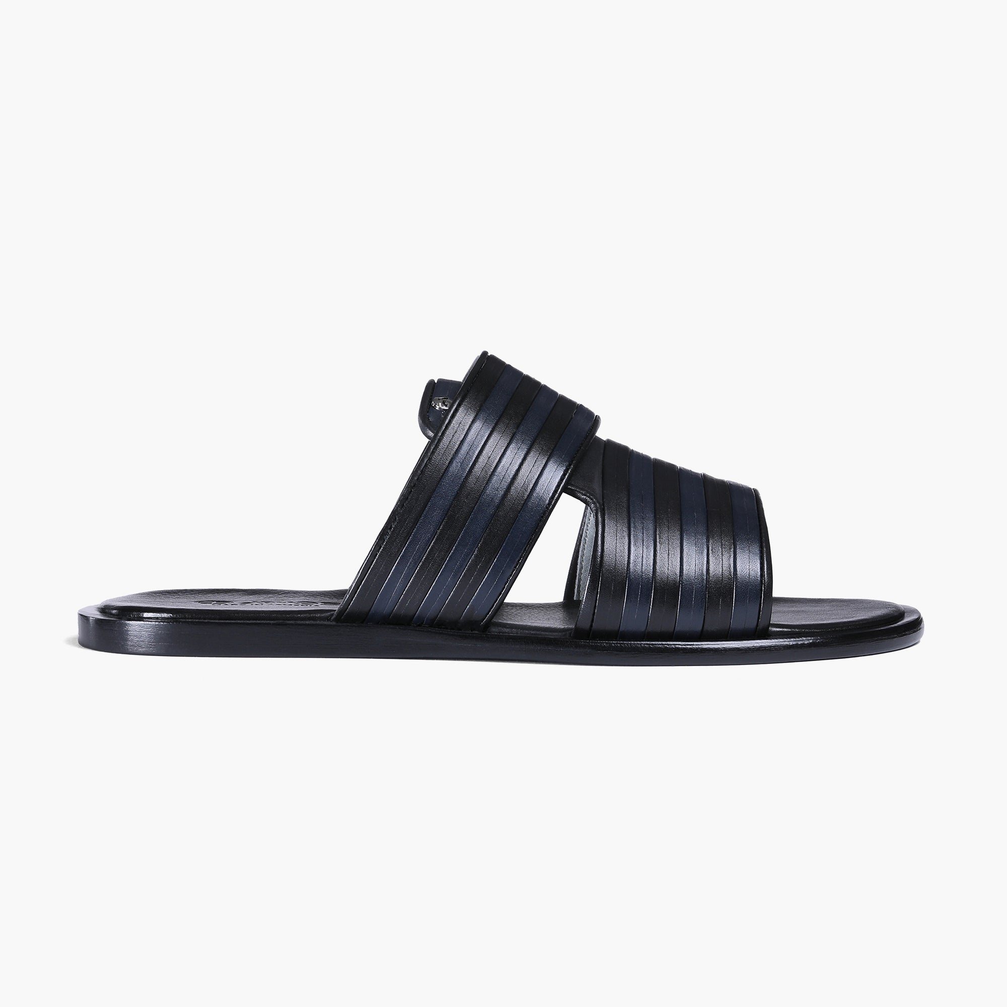 Men’s Black and Navy Leather Slide - right side