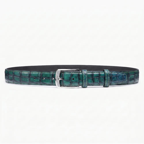 Men’s Green Patina Crocodile Leather Belt - full view
