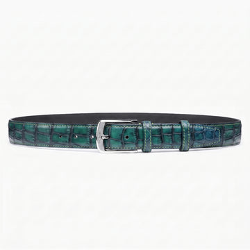 Men’s Green Patina Crocodile Leather Belt - full view