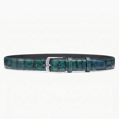 Men’s Green Patina Crocodile Leather Belt - full view
