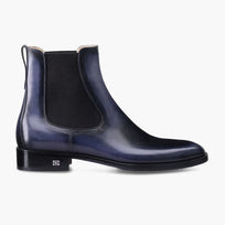 Men's Blue Patina Leather Chelsea Boot - right side