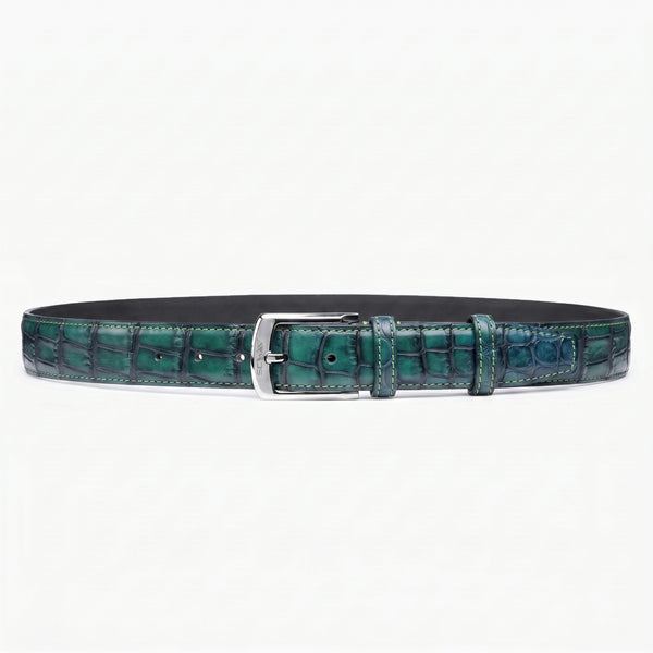 Men’s Green Patina Crocodile Leather Belt
