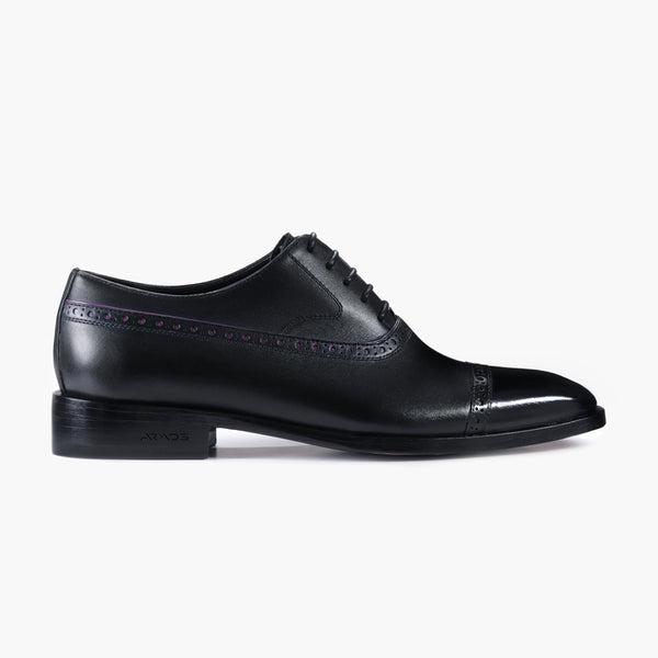 Men's Black & Purple Leather Oxford
