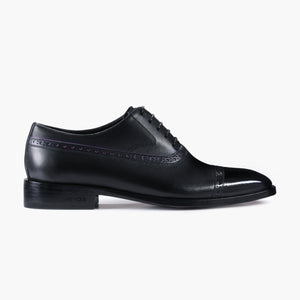 Men's Black & Purple Leather Oxford