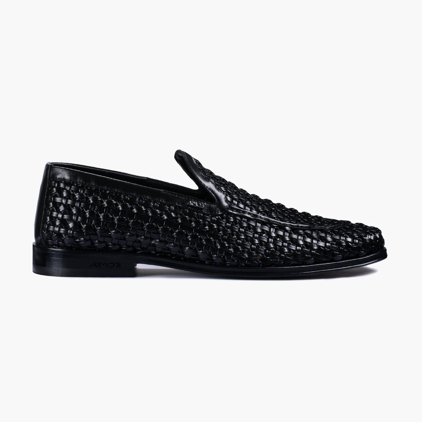 Men's Black Woven Leather Loafer