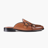 Men's Brown Leather Double Monk Strap Mule - right side