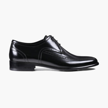 Men's Black Leather Apron-Toe Derby - right side