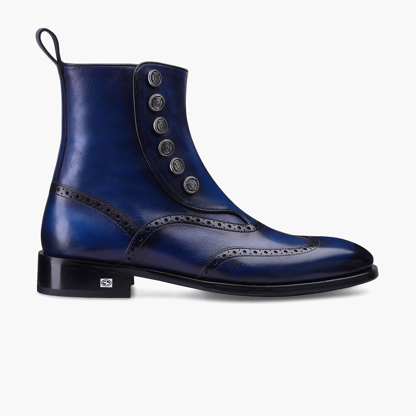 Men's Blue Leather Brogue Boot