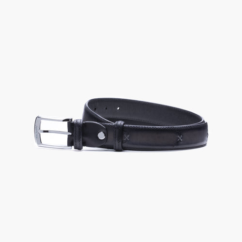 Gray leather belt