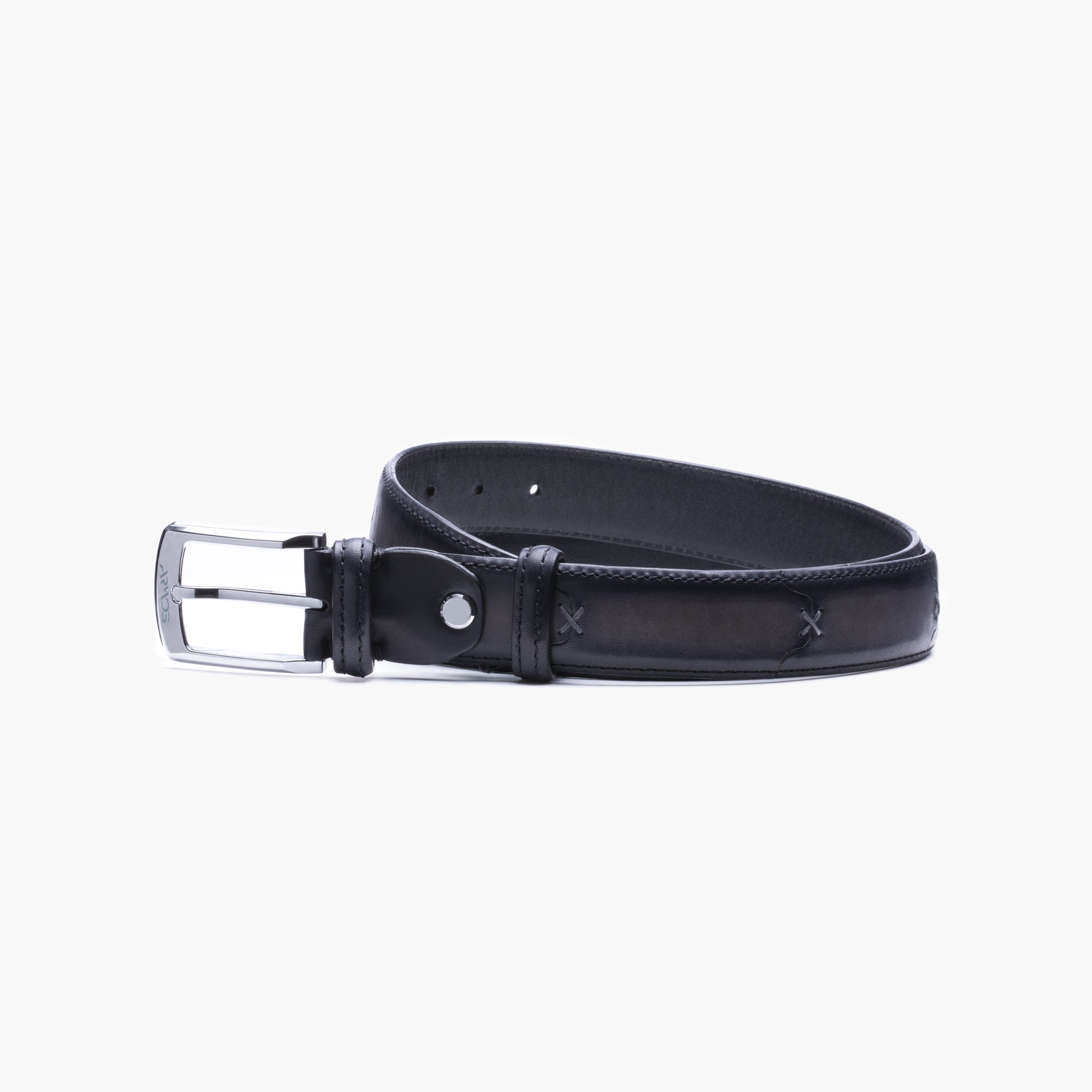 Gray leather belt