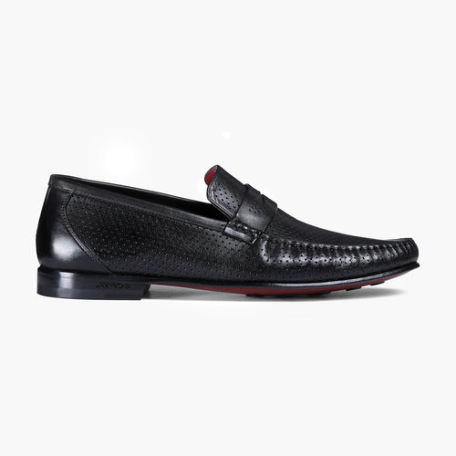 Men’s Black Perforated Penny Loafer